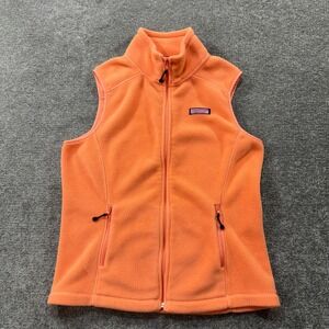 Vineyard Vines Fleece Vest Womens Small Orange Full Zip Sleeveless Jacket Soft